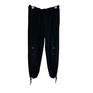 I.C. Connie K Black Pull On Harem Joggers Jogger Pants USA